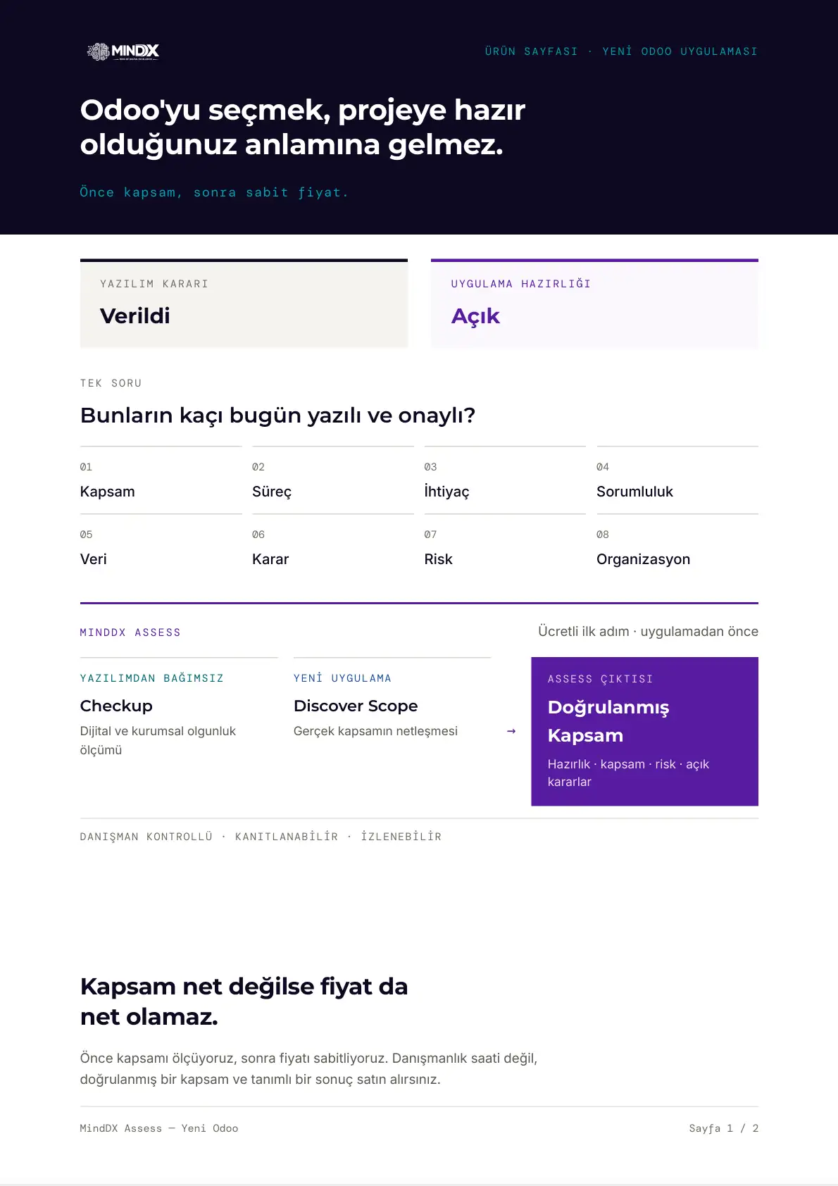 MindDX Assess — Yeni Odoo